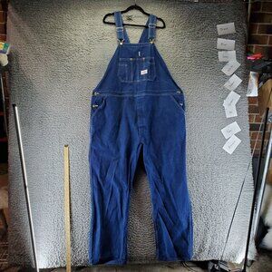 Round House Overalls Mens 50x32 Blue Denim Adjustable Bib Workwear Cotton